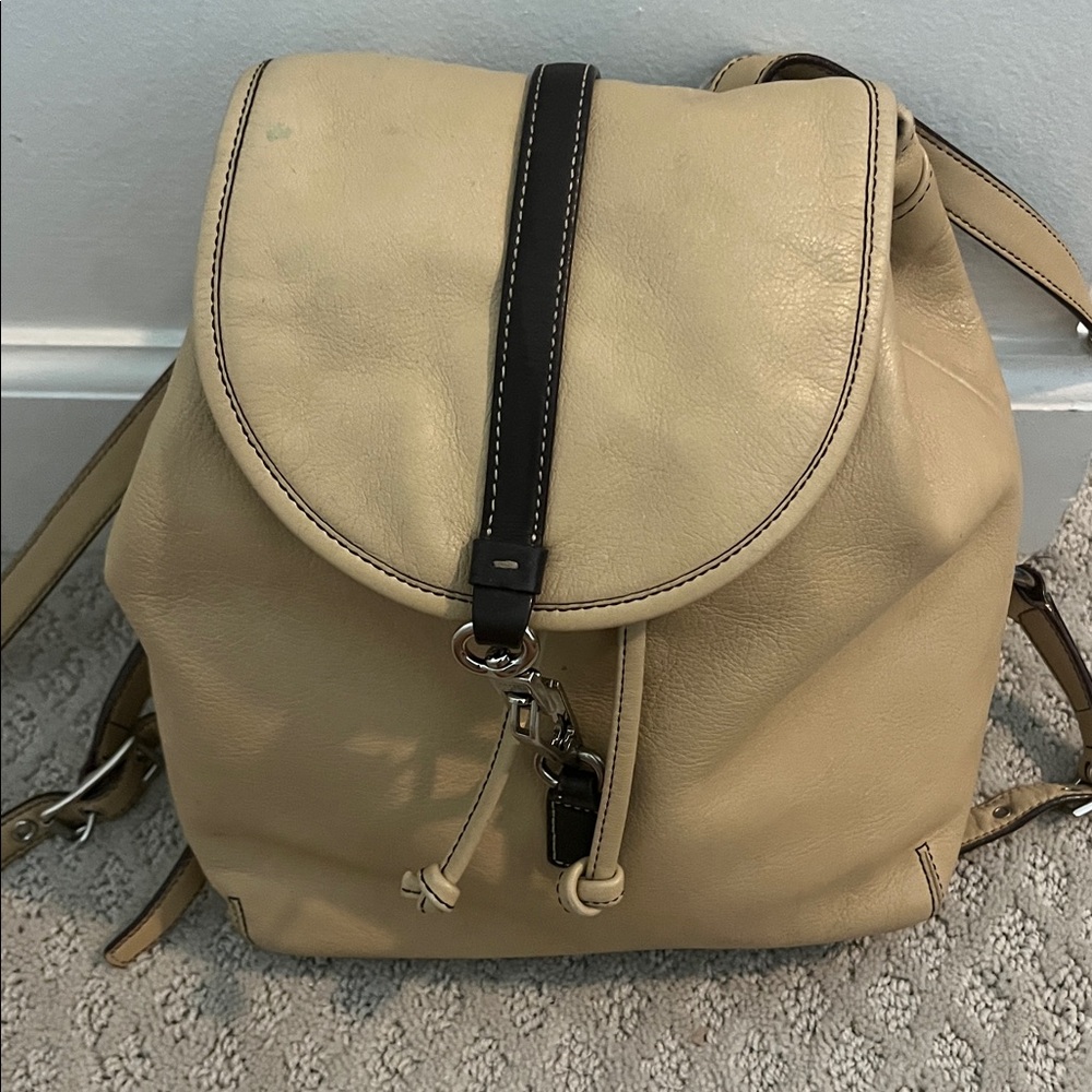 Coach Beige Leather mini backpack Handbag